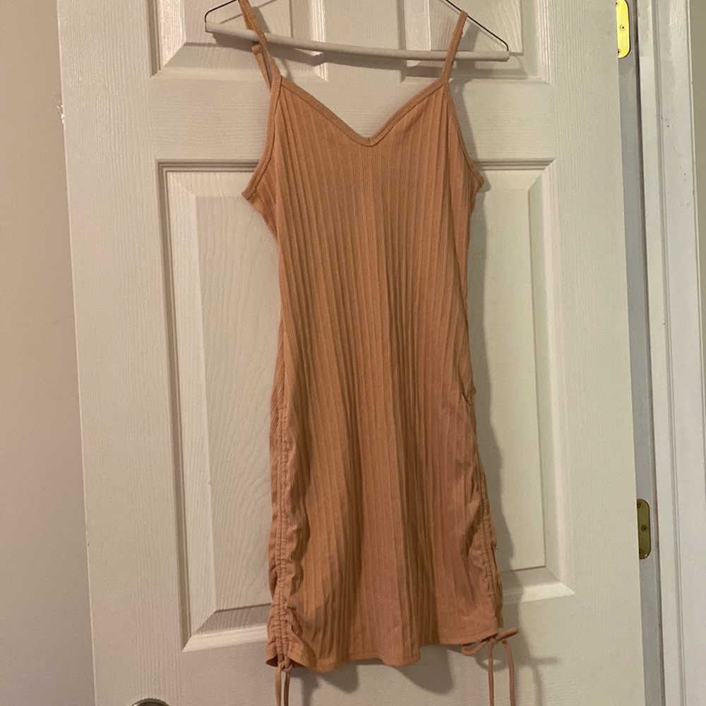 Peach Body Con dress w ruche
